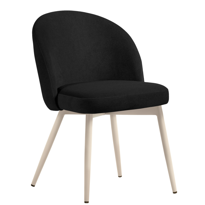 Lily | Hotel Stuhl | Schwarz | Samt | Gestell Weiß