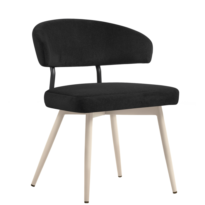 Sara | Chaise de Hôtel | Noir | Velours | Structure Blanche