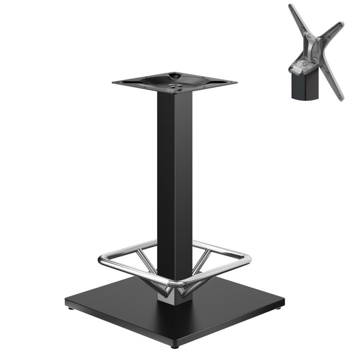 MADRID | Bistro Tischgestell | Schwarz | Höhe: 72 cm | Säule: 8 x 8 cm | Fuß: 45 x 45 cm