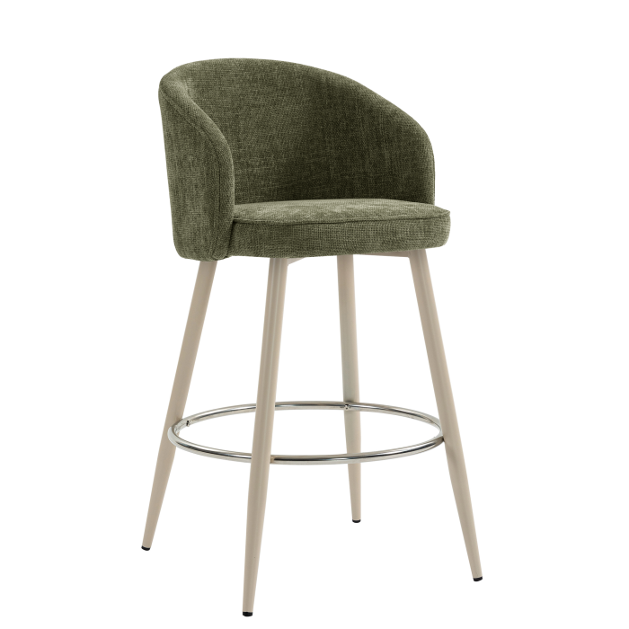 ANTONELLA | Hotel Barhocker | Grün | Stoff/Textil | Gestell Weiß