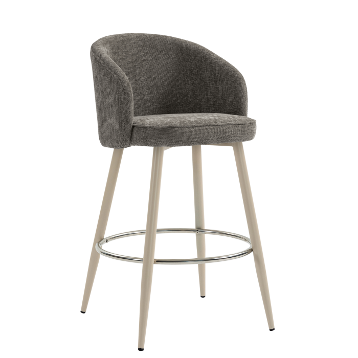 ANTONELLA | Hotel Barhocker | Grau | Stoff/Textil | Gestell Weiß