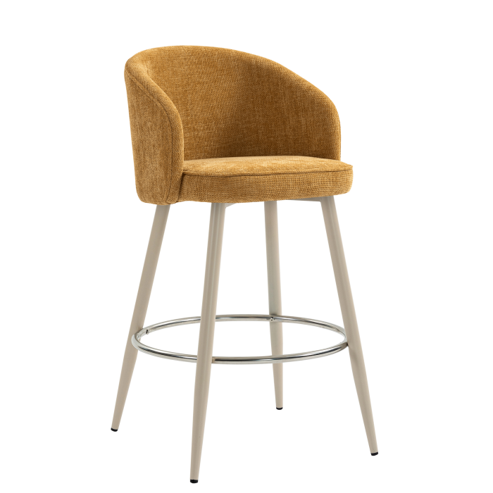 ANTONELLA | Hotel Barhocker | Honig Braun | Stoff/Textil | Gestell Weiß