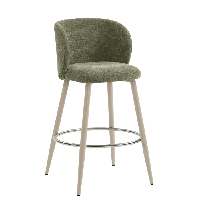 AVA | Hotel Barhocker | Grün | Stoff/Textil | Gestell Weiß