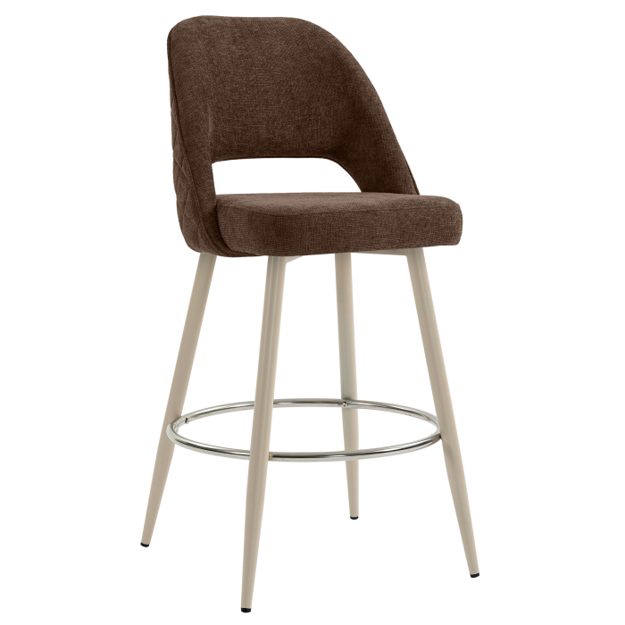 ELIANA | Hotel Barhocker | Braun | Stoff/Textil | Gestell Weiß