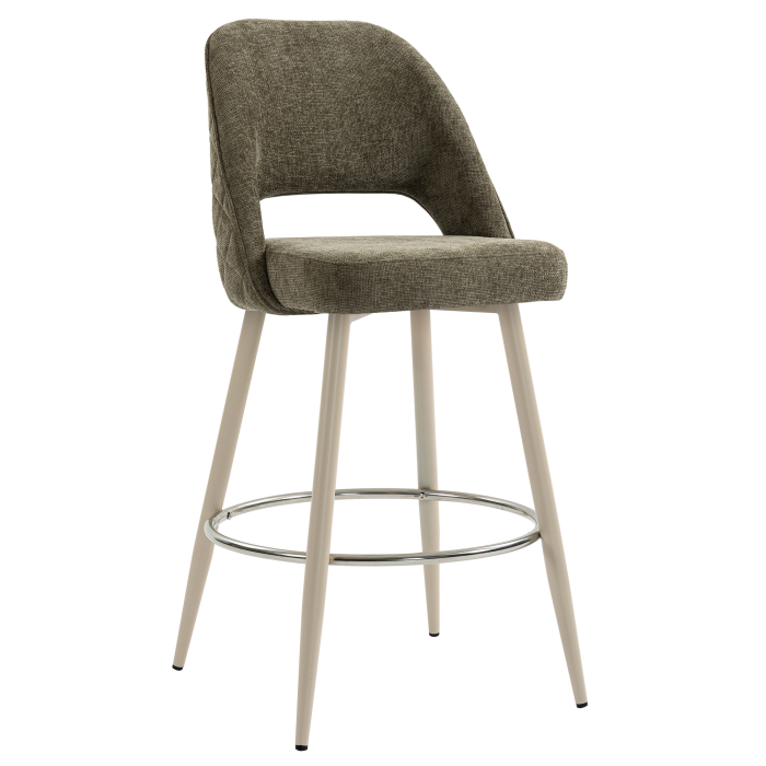 ELIANA | Hotel Barhocker | Grün | Stoff/Textil | Gestell Weiß