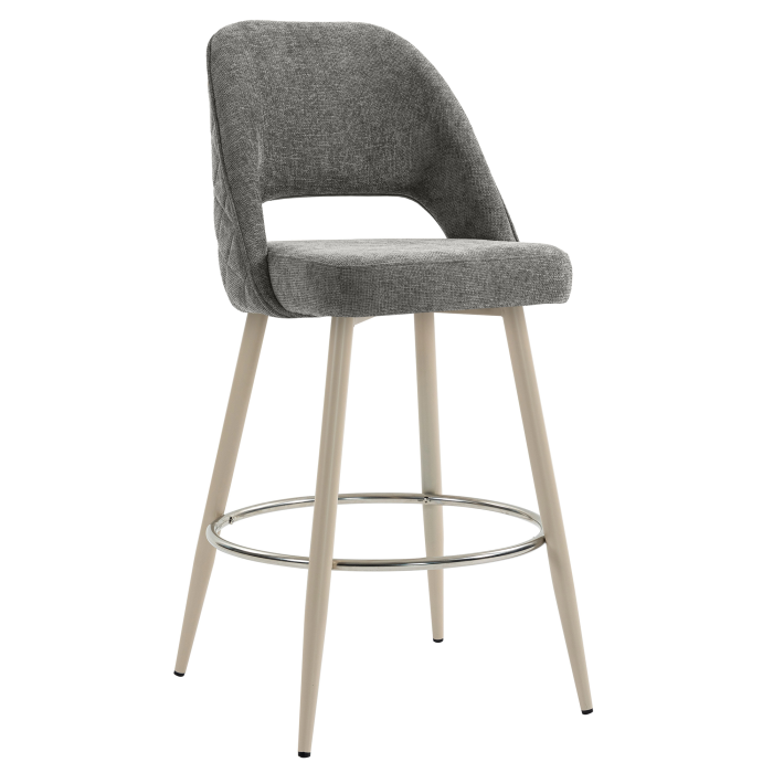 ELIANA | Hotel Barhocker | Grau | Stoff/Textil | Gestell Weiß