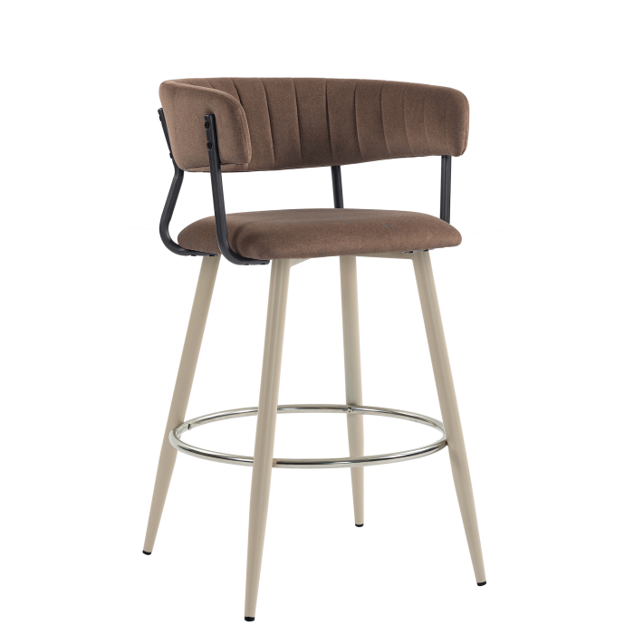 ELIN | Hotel Barhocker | Braun | Samt | Gestell Weiß