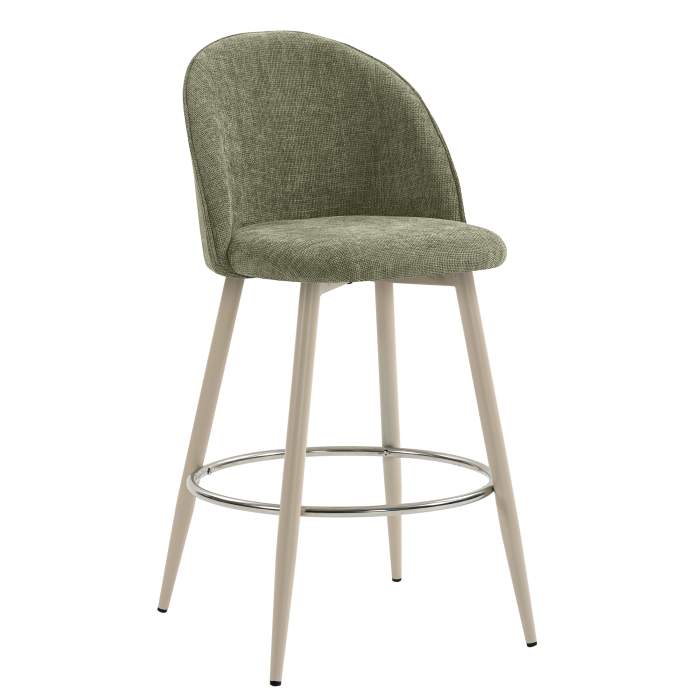 HAILEY | Hotel Barhocker | Grün | Stoff/Textil | Gestell Weiß