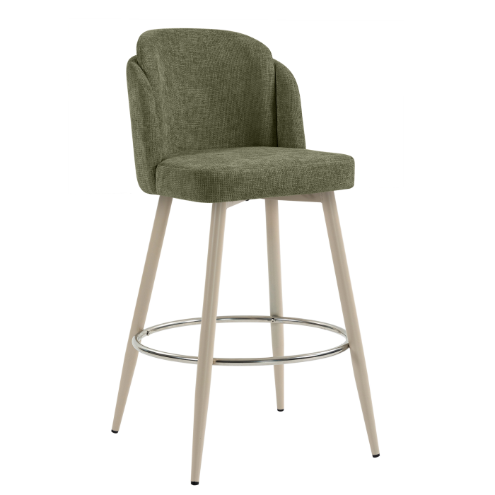 HANNAH | Hotel Barhocker | Grün | Stoff/Textil | Gestell Weiß