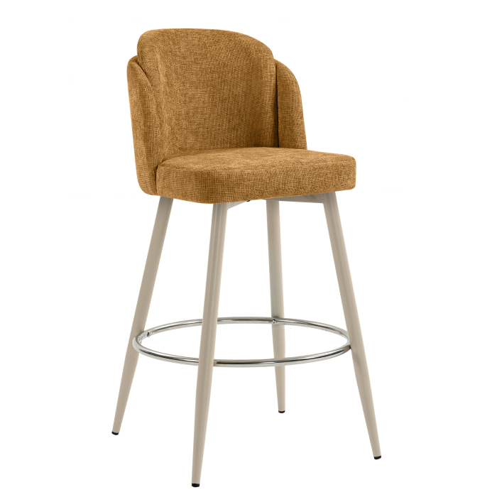 HANNAH | Hotel Barhocker | Honig Braun | Stoff/Textil | Gestell Weiß