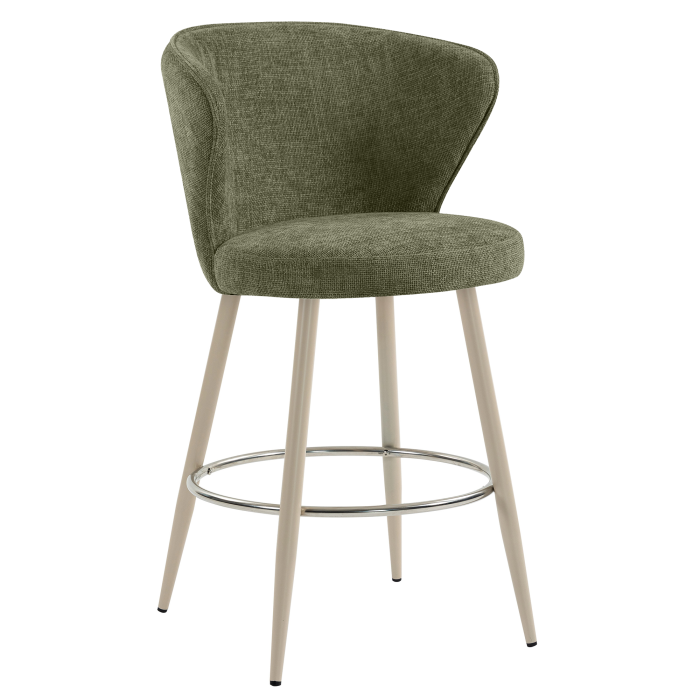 ISABELLA | Hotel Barhocker | Grün | Stoff/Textil | Gestell Weiß