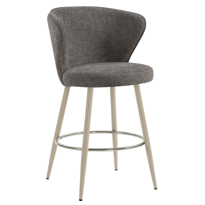 ISABELLA | Hotel Barhocker | Grau | Stoff/Textil | Gestell Weiß