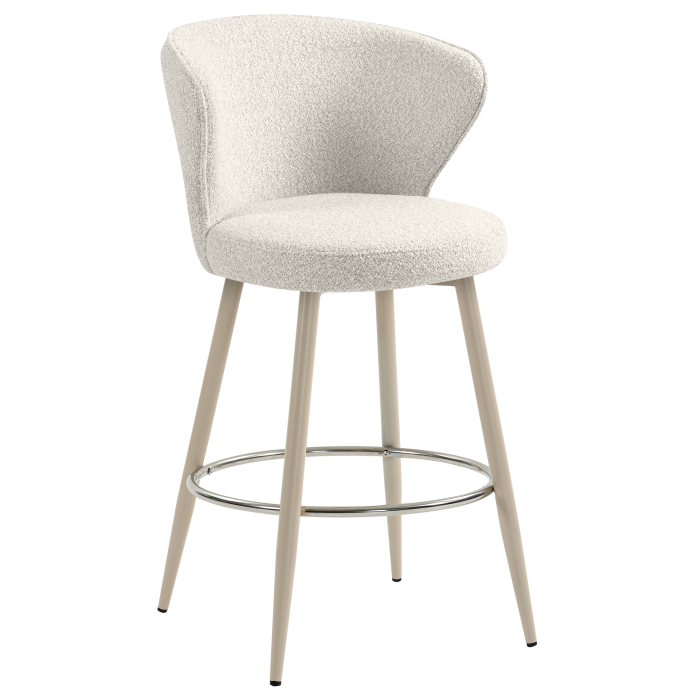 ISABELLA | Hotel Barhocker | Creme | Teddystoff | Gestell Weiß