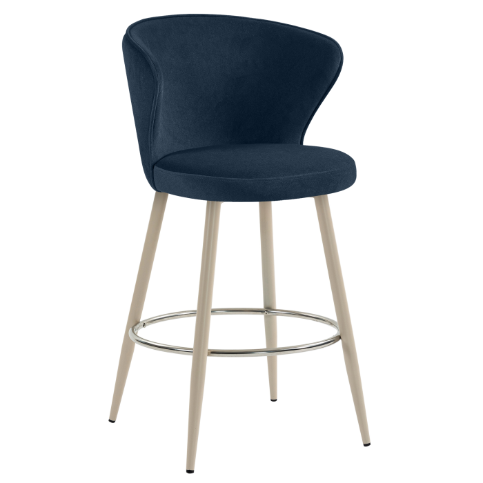 ISABELLA | Hotel Barhocker | Blau | Samt | Gestell Weiß