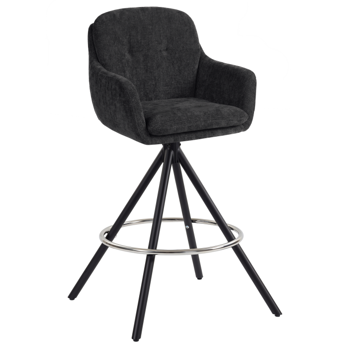 IVANA | Hotel Barhocker | Schwarz | Stoff/Textil | Drehfuß