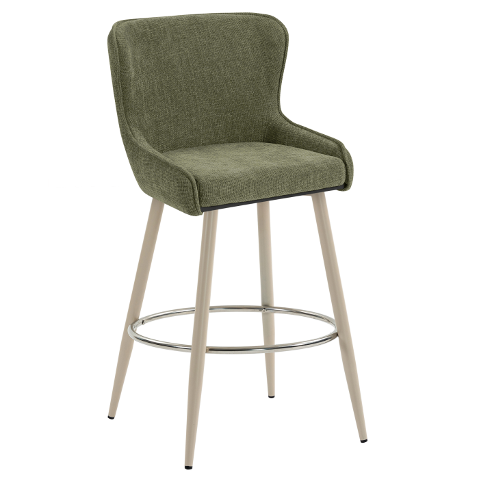 JULIUS | Hotel Barhocker | Textil/Stoff | Grün | Gestell: Weiß | Drehfunktion