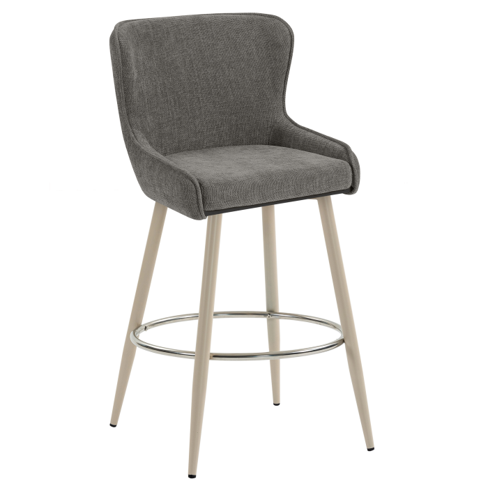 JULIUS | Hotel Barhocker | Textil/Stoff | Grau | Gestell: Weiß | Drehfunktion