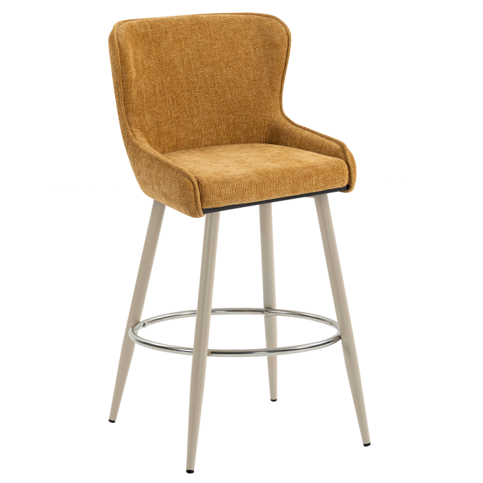 JULIUS | Hotel Barhocker | Textil/Stoff | Honig Braun | Gestell: Weiß | Drehfunktion