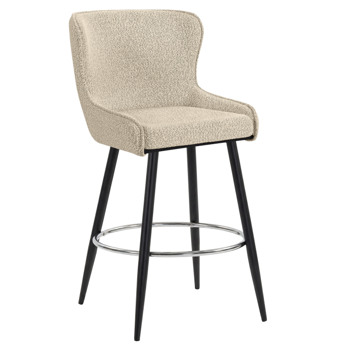 JULIUS | Hotel Barhocker | Teddystoff | Beige | Drehfunktion