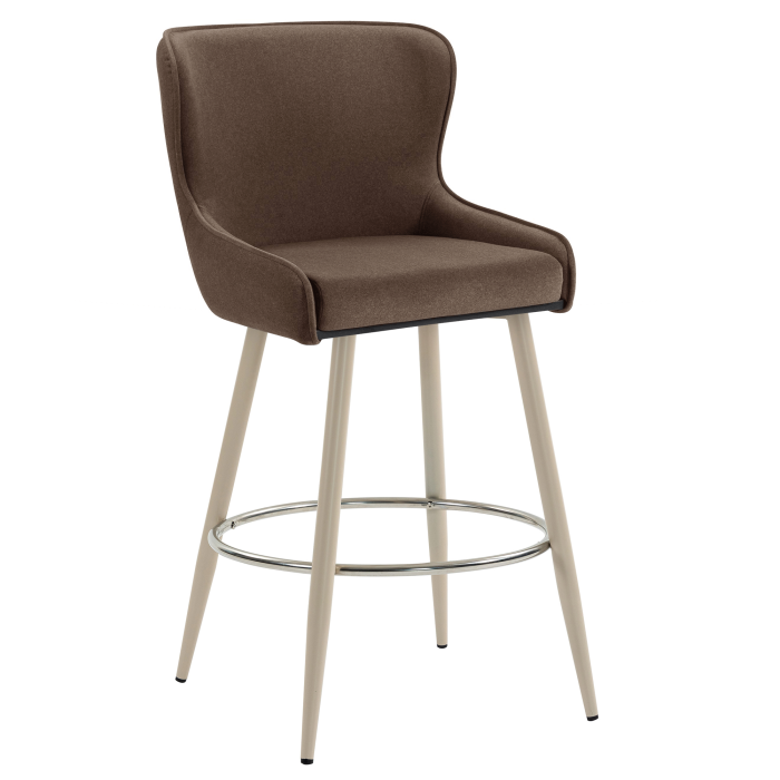 JULIUS | Hotel Barhocker | Samt | Braun | Gestell: Weiß | Drehfunktion