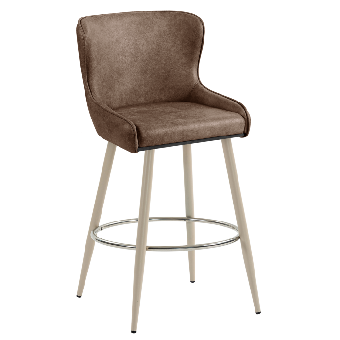 JULIUS | Hotel Barhocker | Leder | Braun | Gestell: Weiß | Drehfunktion