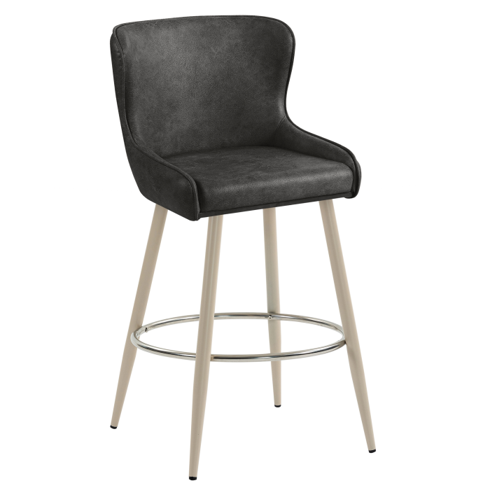 JULIUS | Hotel Barhocker | Leder | Schwarz | Gestell: Weiß | Drehfunktion