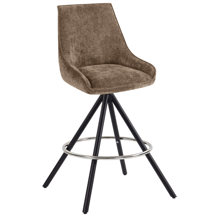 KALINA | Hotel Barhocker | Dunkel Braun | Stoff/Textil | Drehfuß