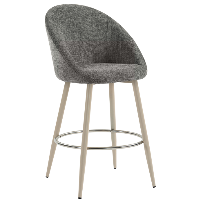 LAUREN | Hotel Barhocker | Grau | Stoff/Textil | Gestell Weiß