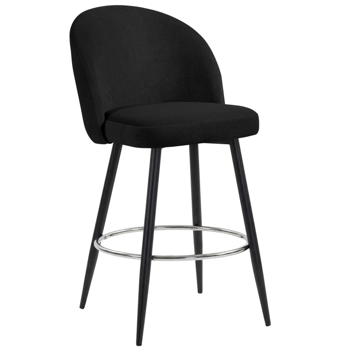 LILY | Hotel Barhocker | Schwarz | Samt | Gestell Schwarz