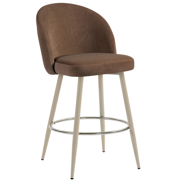 LILY | Hotel Barhocker | Braun | Samt | Gestell Weiß