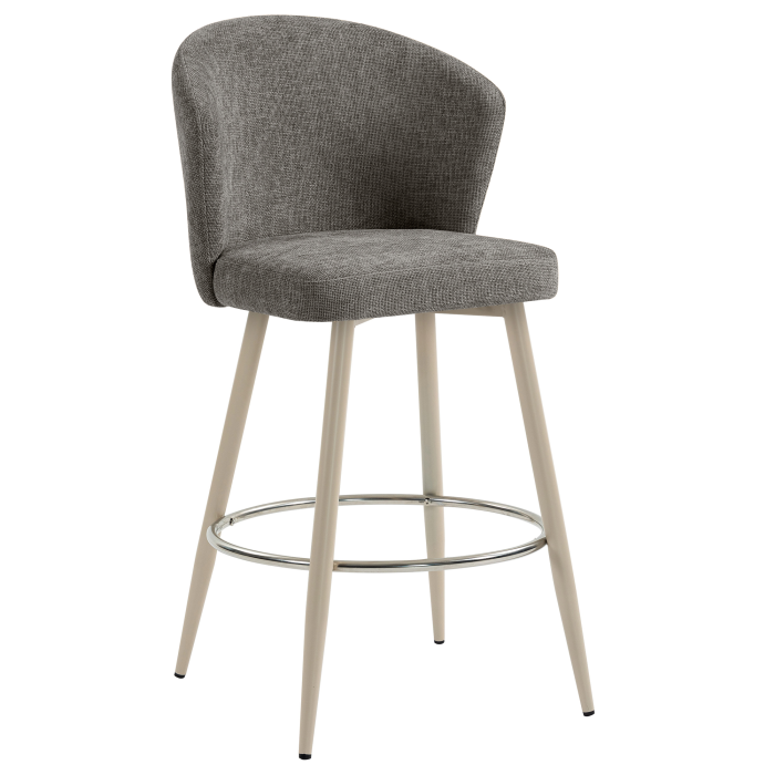 LYNN | Hotel Barhocker | Grau | Stoff/Textil | Gestell Weiß