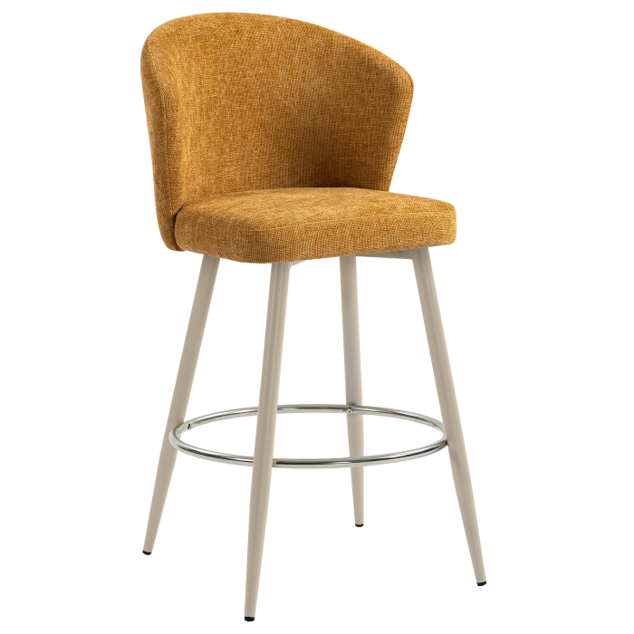 LYNN | Hotel Barhocker | Honig Braun | Stoff/Textil | Gestell Weiß