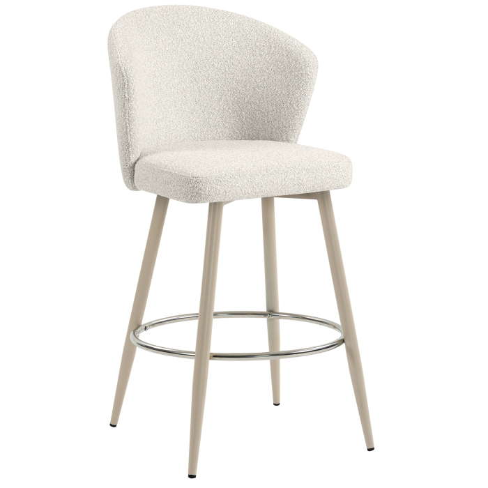 LYNN | Hotel Barhocker | Creme | Teddystoff | Gestell Weiß