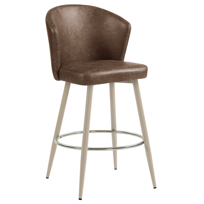 LYNN | Hotel Barhocker | Braun | Leder | Gestell Weiß