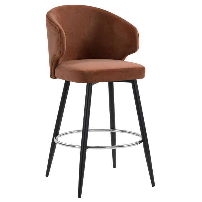 MARIE | Hotel Barhocker | Rot Bronze | Samt