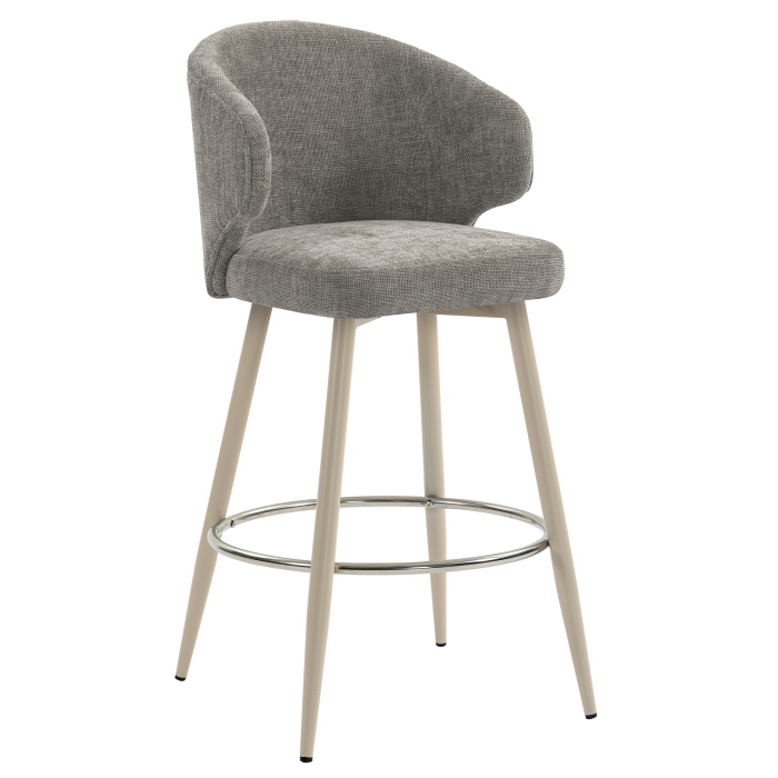 MARIE | Hotel Barhocker | Grau | Stoff/Textil | Gestell Weiß