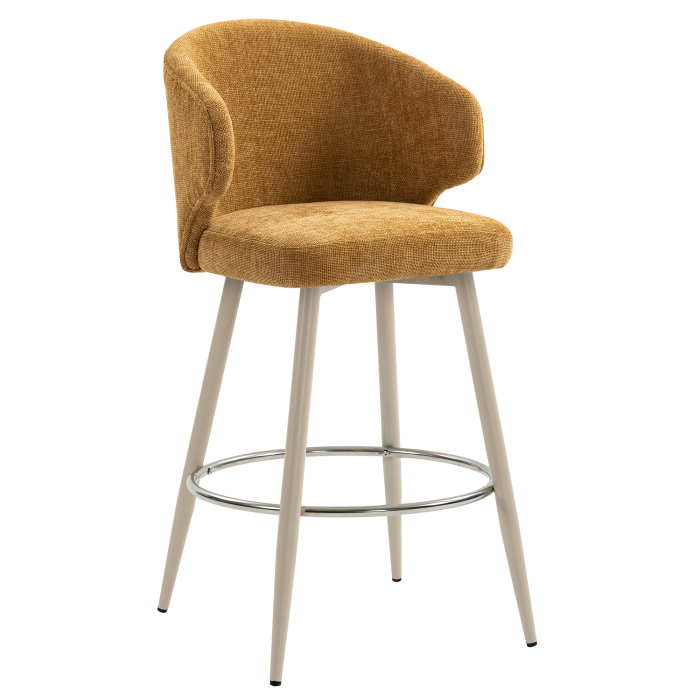 MARIE | Hotel Barhocker | Honig Braun | Stoff/Textil | Gestell Weiß