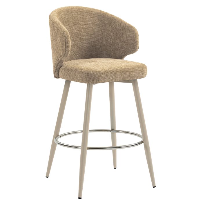 MARIE | Hotel Barhocker | Taupe | Stoff/Textil | Gestell Weiß