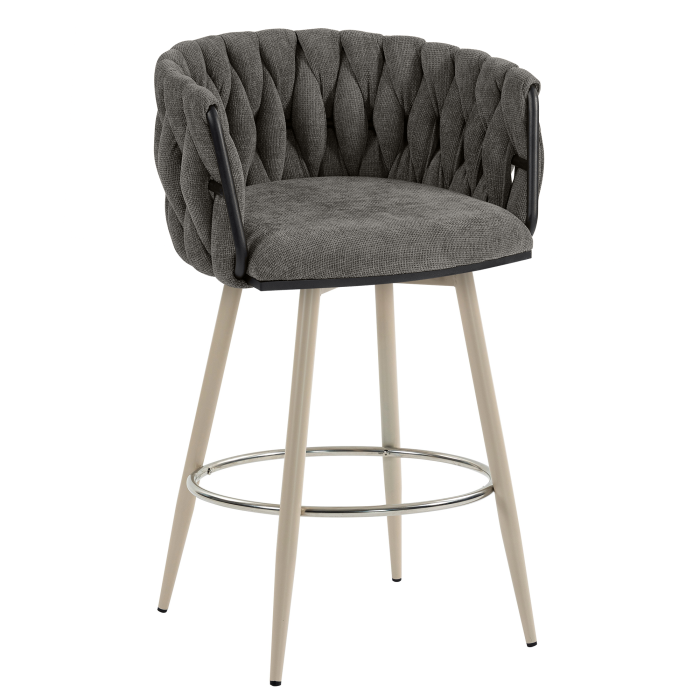 MARIS | Hotel Barhocker | Textil/Stoff | Grau | Gestell: Weiß | Drehfunktion