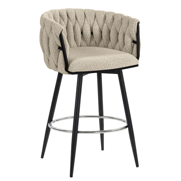 MARIS | Hotel Barhocker | Teddystoff | Beige | Drehfunktion