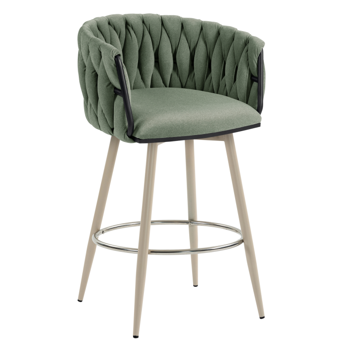 MARIS | Hotel Barhocker | Samt | Grau | Gestell: Weiß | Drehfunktion