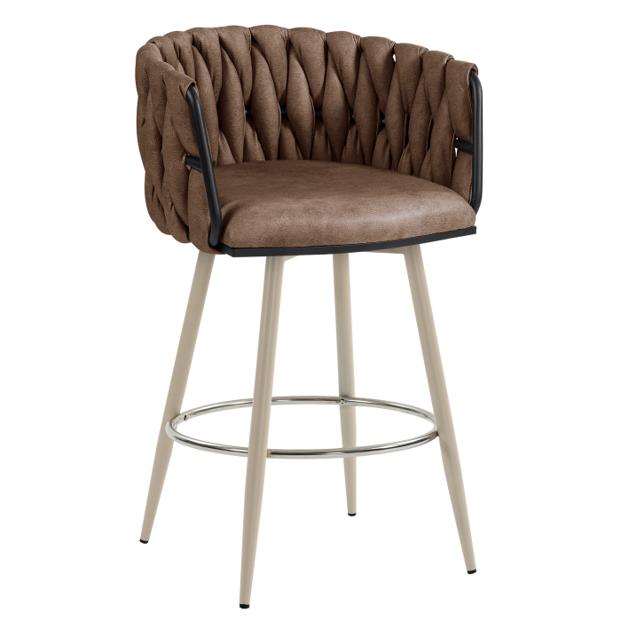 MARIS | Hotel Barhocker | Leder | Braun | Gestell: Weiß | Drehfunktion