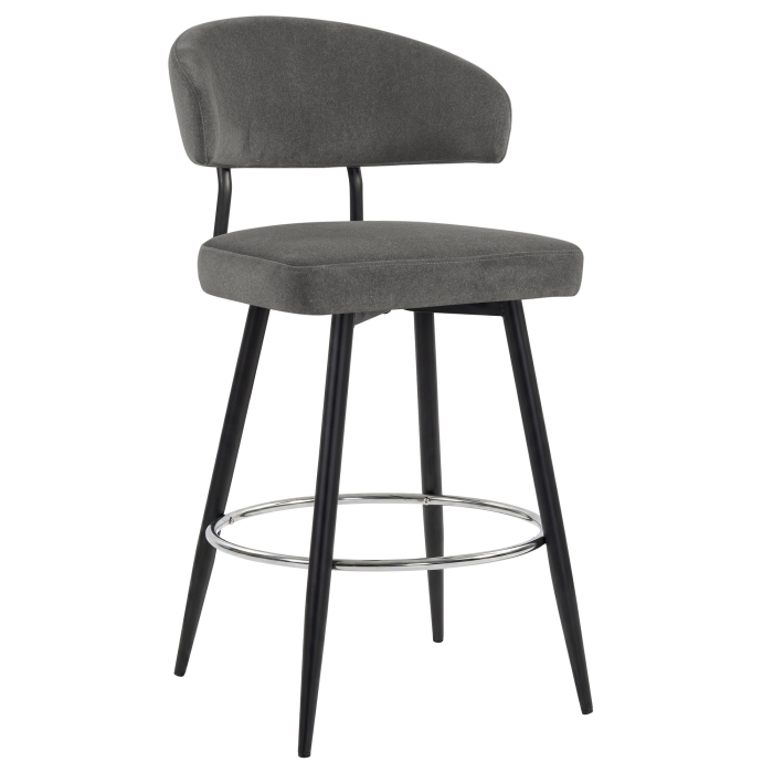 SARA | Hotel Barhocker | Grau | Samt