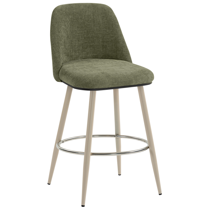 TINA | Hotel Barhocker | Textil/Stoff | Grün | Gestell: Weiß | Drehfunktion