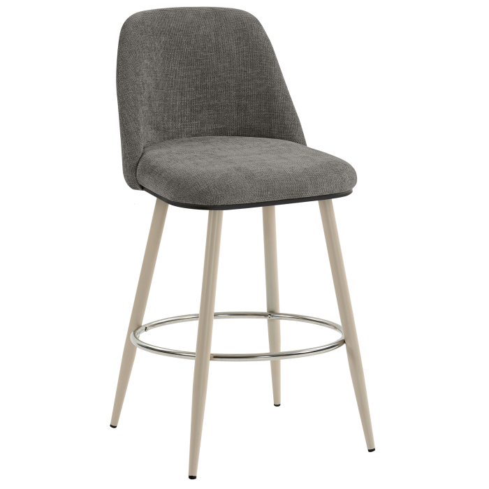 TINA | Hotel Barhocker | Textil/Stoff | Grau | Gestell: Weiß | Drehfunktion