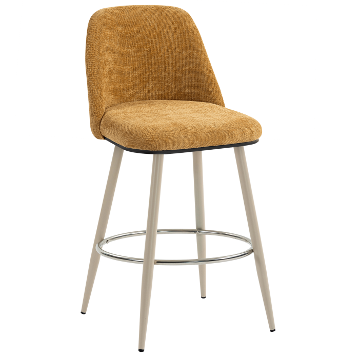 TINA | Hotel Barhocker | Textil/Stoff | Honig Braun | Gestell: Weiß | Drehfunktion