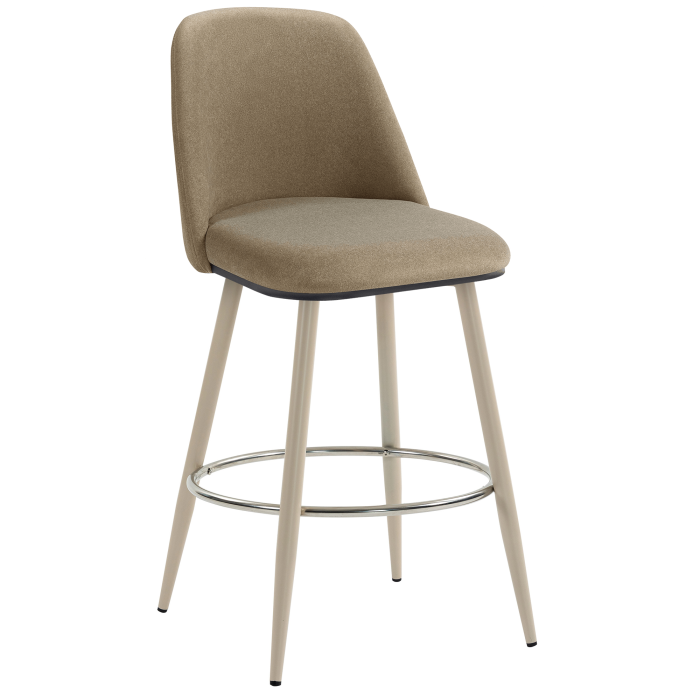 TINA | Hotel Barhocker | Samt | Taupe | Gestell: Weiß | Drehfunktion