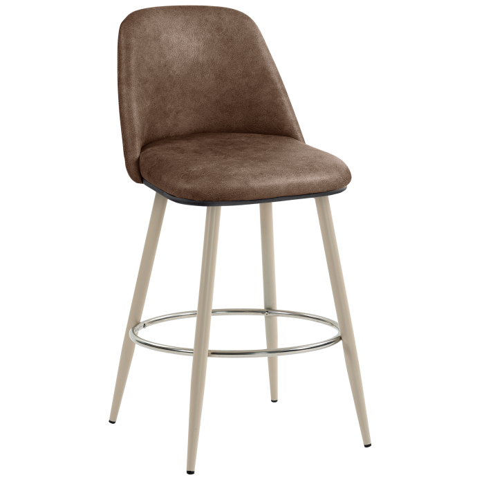 TINA | Hotel Barhocker | Leder | Braun | Gestell: Weiß | Drehfunktion