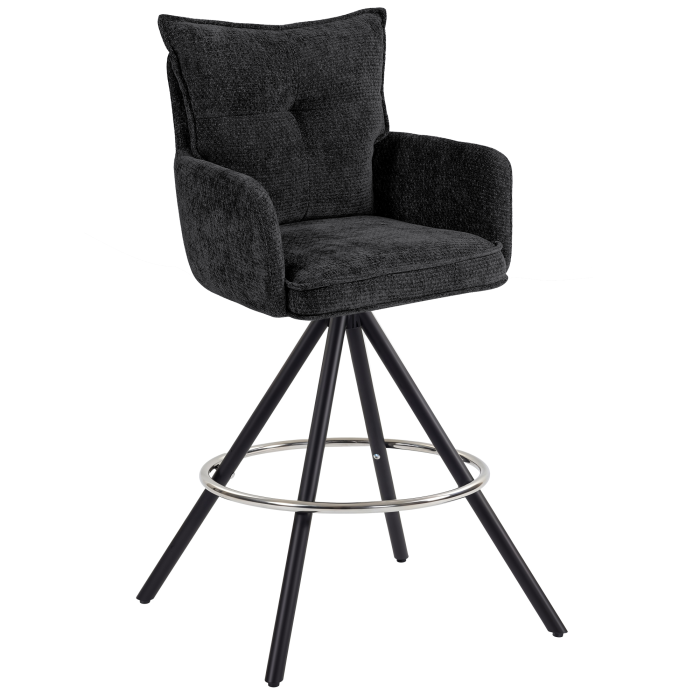 VERONIKA | Hotel Barhocker | Schwarz | Stoff/Textil | Drehfuß