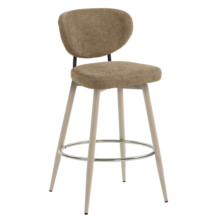 YARA | Hotel Barhocker | Taupe | Stoff/Textil | Gestell Weiß